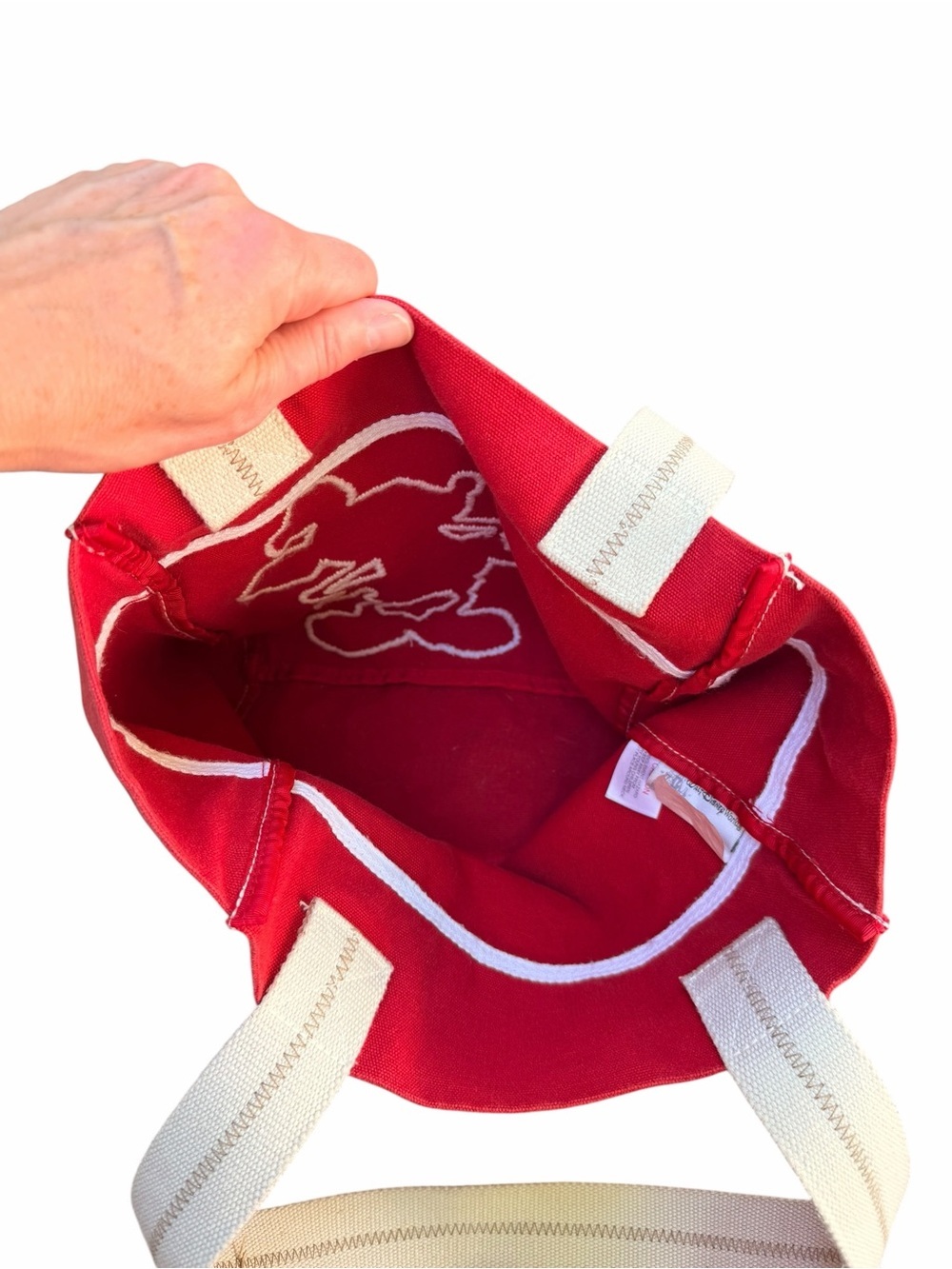 Walt Disney World Red Vintage Style Canvas Tote Bag Embroidered 15” x 11” - Picture 5 of 5